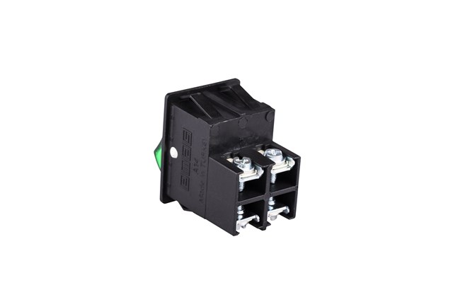 30*22mm Black Body 2NO with Illumination with Protected Screw (0-I) Marked Green A14 Series Rocker Switch
